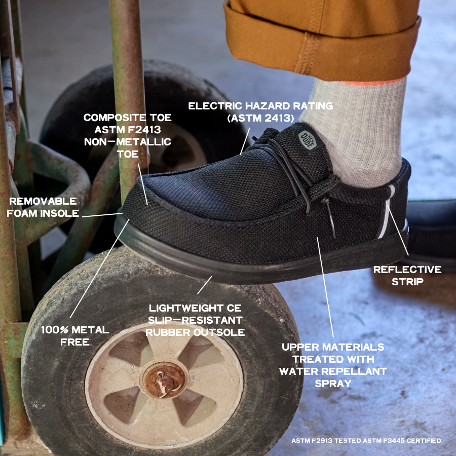  Wally Work Comp Toe Wide - Black/Black