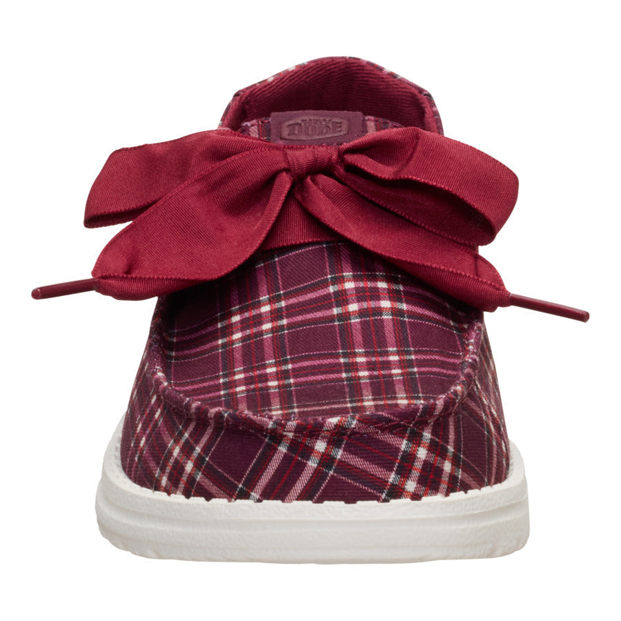  Wendy Holiday Bow - Red Plaid/Burgundy