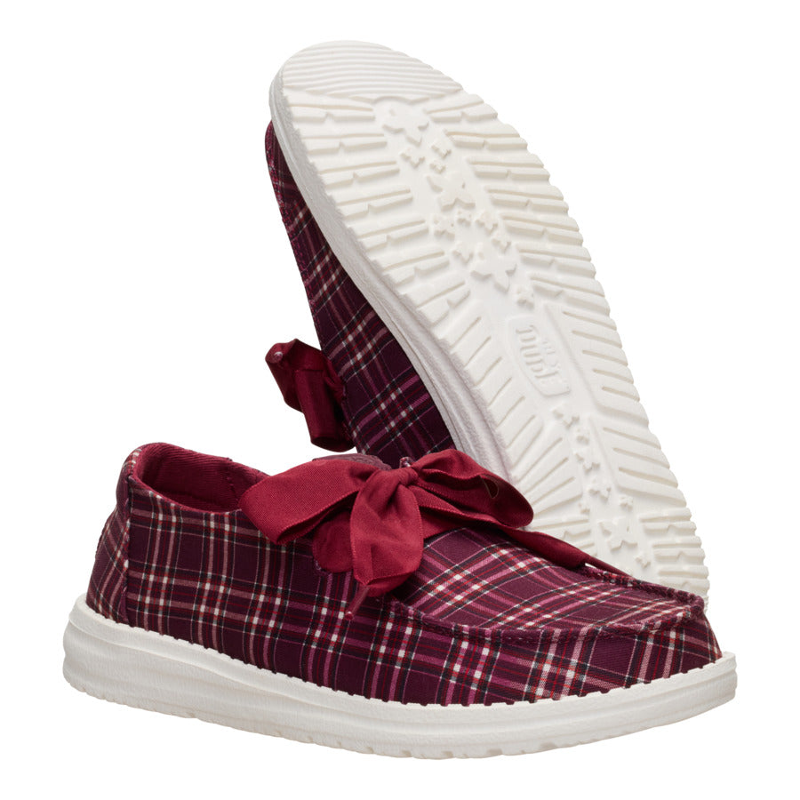  Wendy Holiday Bow - Red Plaid/Burgundy