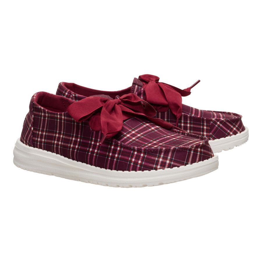  Wendy Holiday Bow - Red Plaid/Burgundy