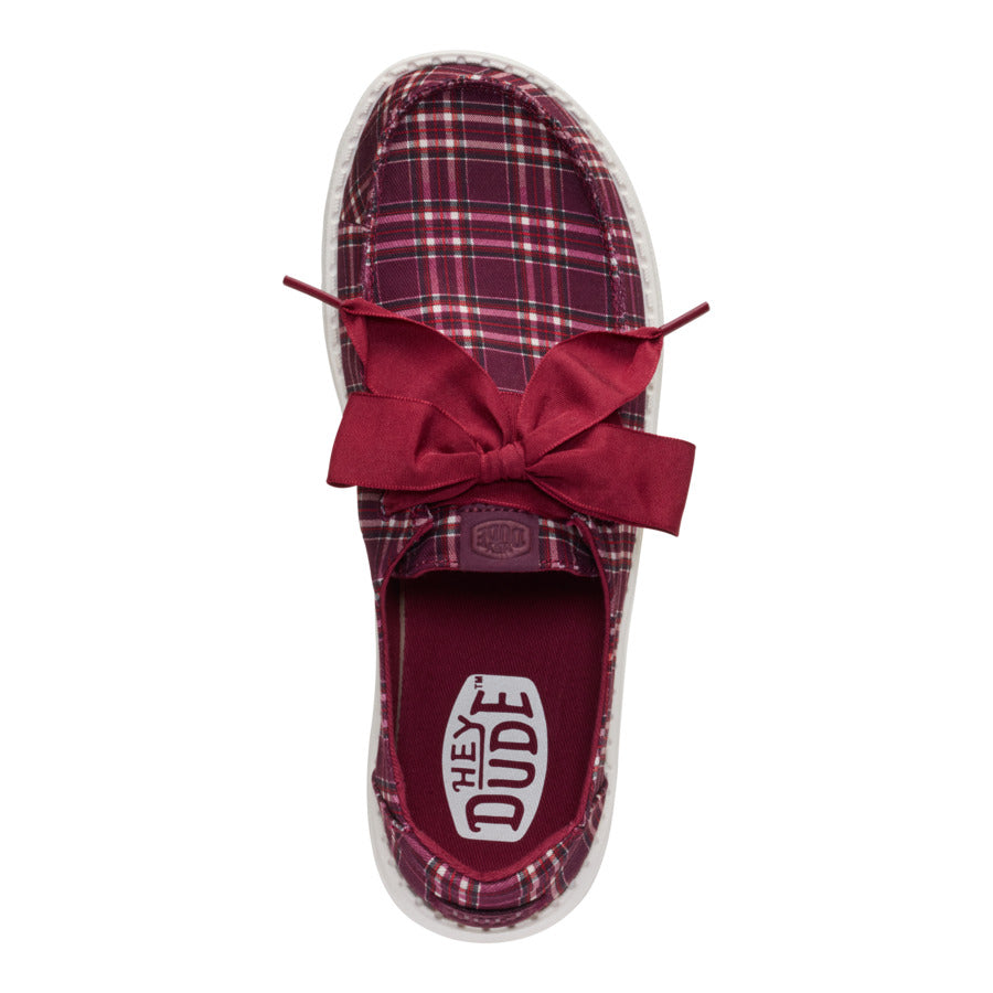  Wendy Holiday Bow - Red Plaid/Burgundy
